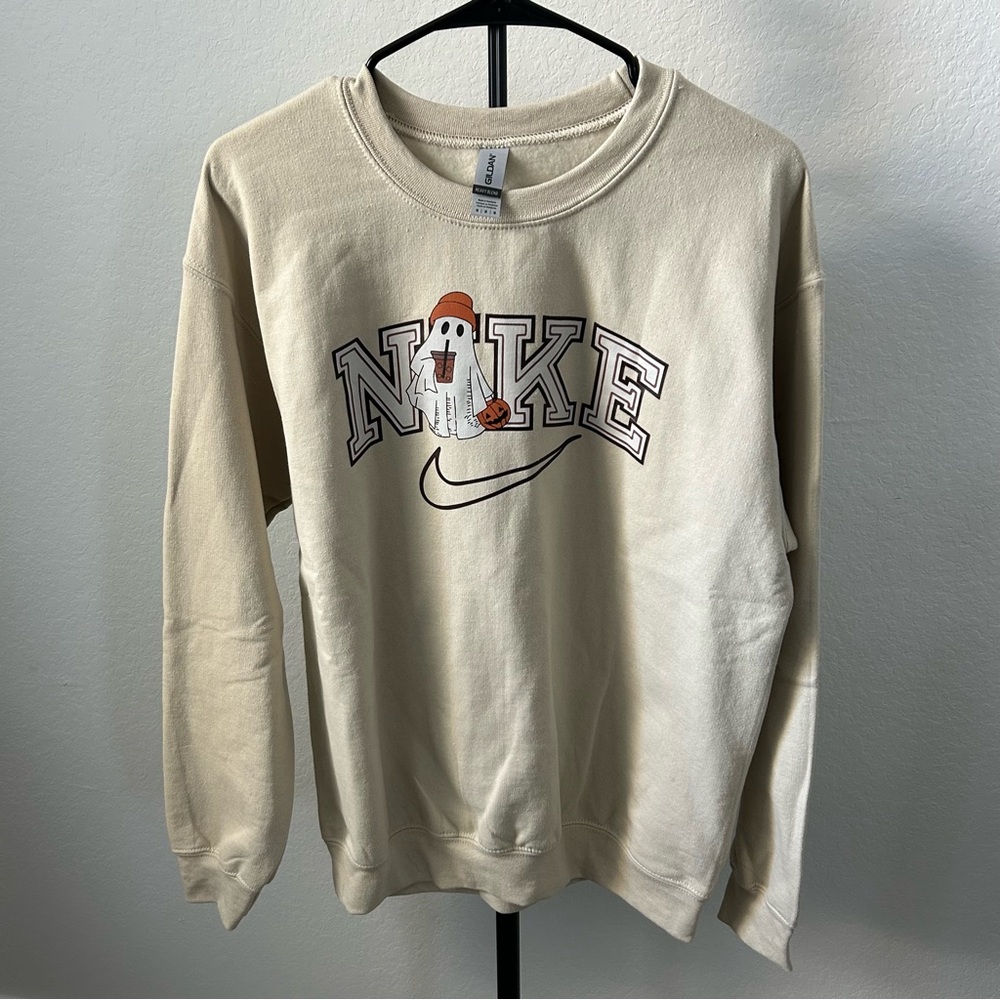 Cream Sweatshirt with Ghost Graphic